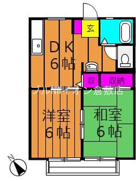岡山県総社市福井(賃貸アパート2DK・1階・40.92㎡)の写真 その2
