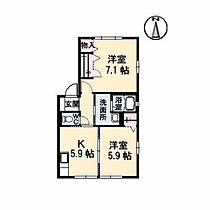 岡山県倉敷市新田2981-1（賃貸アパート2K・1階・46.98㎡） その2