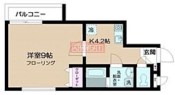サングレース 1Kの間取図画像