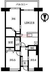 アクティ目黒駅前1号棟 3LDKの間取図画像