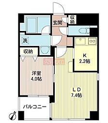 ルボラパン行人坂 1LDKの間取図画像