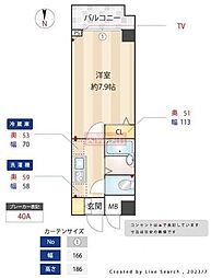 メインステージ広尾 1Kの間取図画像