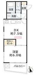 サードリハイツ本館 1DKの間取図画像