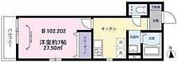 クレアセンリ 1Kの間取図画像