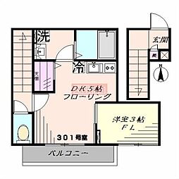 ゼルコーバグローブ 1DKの間取図画像