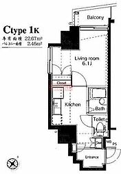 ヴェローナメグロ 1Kの間取図画像
