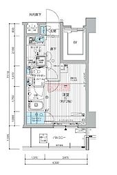 メインステージ三田アーバンスクエア 1Kの間取図画像