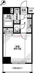プレール・ドゥーク板橋 1Kの間取図画像