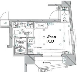 東京メトロ銀座線 表参道駅 徒歩12分の賃貸マンション 5階ワンルームの間取り