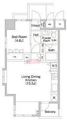 プライムアーバン池袋 12階1LDKの間取り