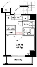 ヴォーガコルテ池袋サンテスタ 6階1Kの間取り