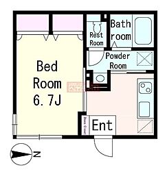 ヴィルヌーヴ　イースト 1階1Kの間取り