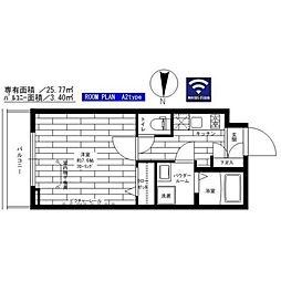 ＢＲＥＥＺＥ　ＭＡＩＳＯＮ　ＨＩＫＡＷＡＤＡＩ 3階1Kの間取り