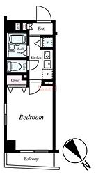 パークウェル早稲田 4階1Kの間取り