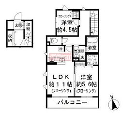 小日向テラスハウス 2階1LDKの間取り