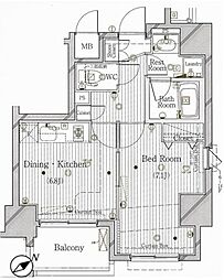 ル・リオン池袋コンフォート 1DKの間取図画像