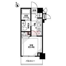 プレール・ドゥーク早稲田 1Kの間取図画像