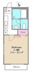 ソレイユ東山 1Kの間取図画像