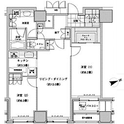 ウエストパークタワー池袋 2LDKの間取図画像