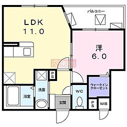 ル・クラージュ 1LDKの間取図画像