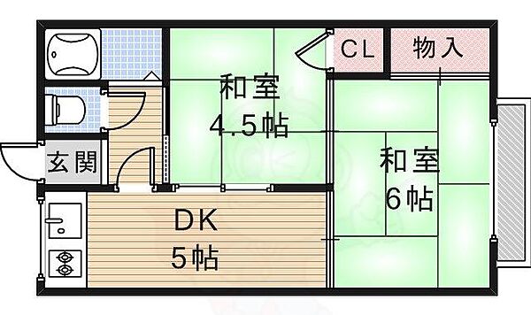 酒谷ハイツ 201｜兵庫県宝塚市川面４丁目(賃貸アパート2DK・2階・35.00㎡)の写真 その2