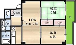サニークレスト宝塚 2LDKの間取図画像