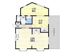 加茂ビル 2LDKの間取図画像