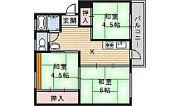 宝梅園団地4号 3Kの間取図画像