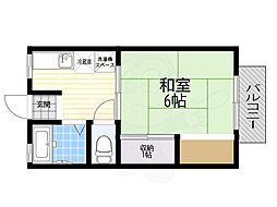 アリマハイツ 1Kの間取図画像