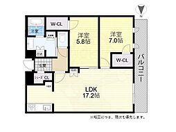 ジオタワー宝塚グランレジデンス The North 2LDKの間取図画像