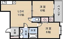 西田マンション 2LDKの間取図画像