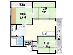 宝梅園団地6号 3Kの間取図画像