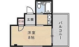 グランディア甲東園 ワンルームの間取図画像
