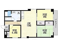 仁川グリーンハイツ 3LDKの間取図画像