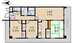 レジデンス逆瀬川 3LDKの間取図画像