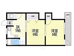 第二宝来マンション 2DKの間取図画像