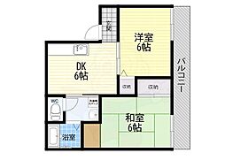 松風ハイツ 2DKの間取図画像
