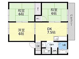 池尻ハイツB 3DKの間取図画像