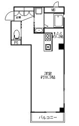 アサクラハイツ永田B 1Kの間取図画像