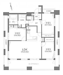 ライオンズステージ八王子シティ 3LDKの間取り