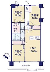 リベラル番田弐番館 3LDKの間取図画像