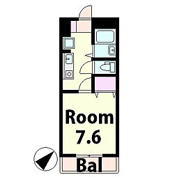 リバティヒルズ21 1階1Kの間取り