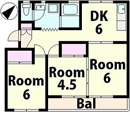 リーブス城が丘 3DKの間取図画像