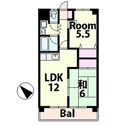 アメニティ貴生川 2LDKの間取図画像