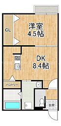 メゾン・ド・メグ湖南 1DKの間取図画像