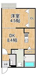 メゾン・ド・メグ湖南 1DKの間取図画像