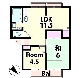 ファミール・ぼだいじ 2LDKの間取図画像