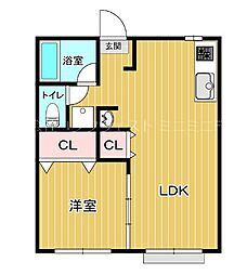 近江鉄道近江本線 水口石橋駅 徒歩15分の賃貸アパート 2階1LDKの間取り