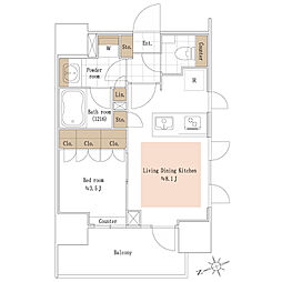 PIAS麻布EAST 1LDKの間取図画像