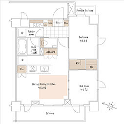 PLAS戸越公園 2LDKの間取図画像